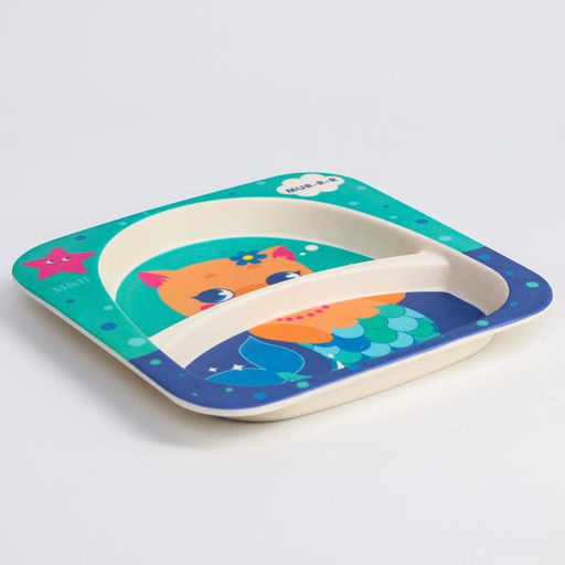 Тарелка детская из бамбука M&B «Малышки», 2 секции, МИКС