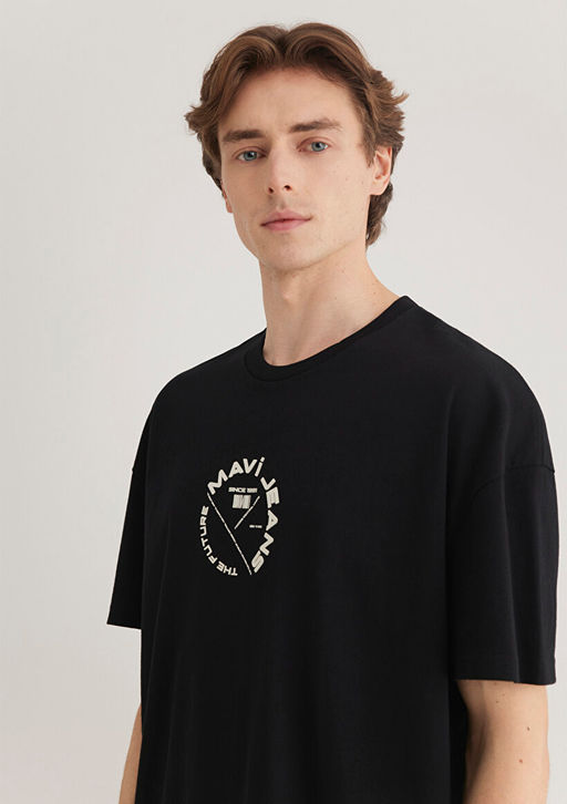 Mavi Jeans S?rt Bask?l? Siyah Tisort  фото 3