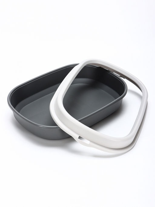 Лоток для кошек "Фур-Мур", 48×35.5 см, с бортом и совком, покрытие Soft-touch, цвет смоки