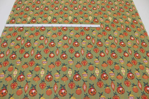 Рогожка Рождественские игрушки цв.оливковый, ш.1.5м, хлопок-100%, 165гр/м.кв - Купава фото 2