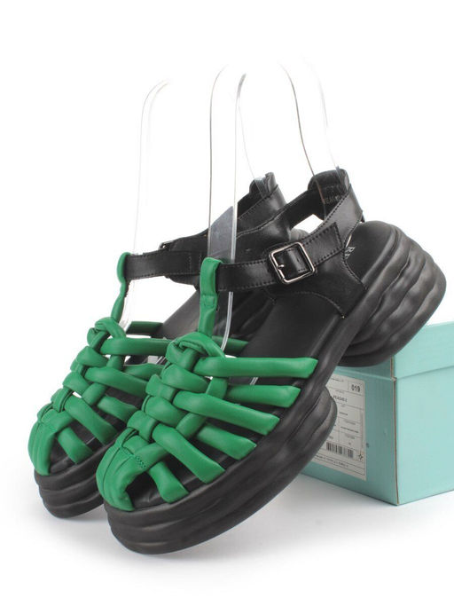 08-PEAG48-2 BLACK/GREEN Босоножки женские (натуральная кожа) - Фабричный китай фото 13