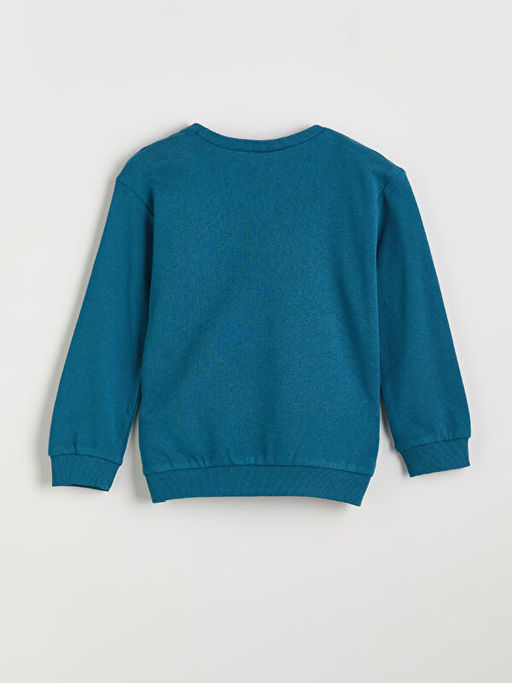 Bisiklet Yaka Bask?l? Erkek ?ocuk Sweatshirt