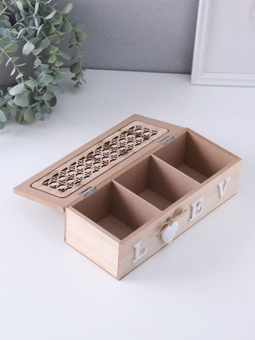 Шкатулка для украшений Дом, там где сердце, дерево, 3 деления, 9.7?24?7 см