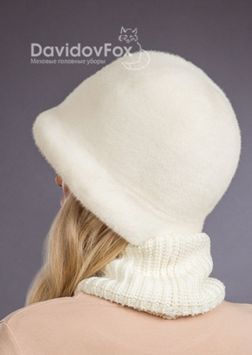 Шапка Шляпка экомех капор жемчуг