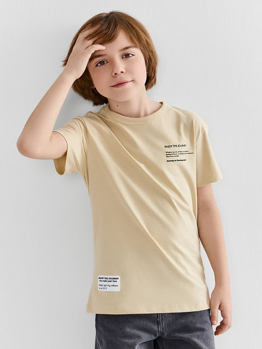 Футболка для мальчиков бежевая с надписью - Mark formelle фото 3