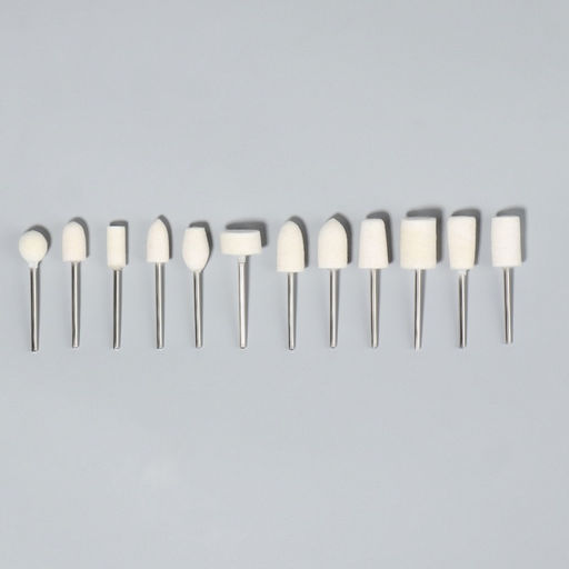 Фрезы войлочные для маникюра в пластиковом органайзере, 12 шт.