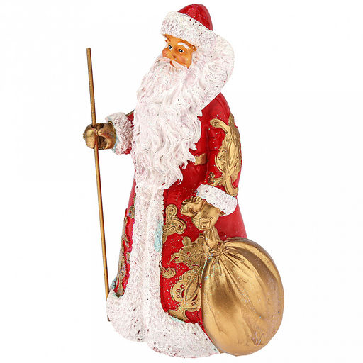 Скульптура-фигура для сада из полистоуна "Дед мороз с мешком маленький новый" h26см (Россия)