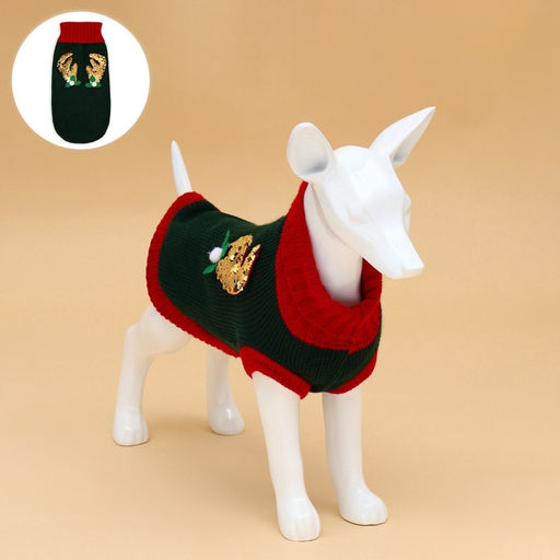 Свитер для животных Рога удачи, размер XL (ДС 40 см, ОШ 34, ОГ 32-51), зелёный - Пижон фото 3