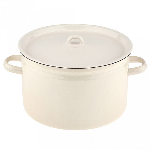 Пикник Кастрюля эмалированная 7л, форма цилиндрическая, металлическая крышка, металлические ручки, жемчужный (Россия) - Домашняя мода фото 4