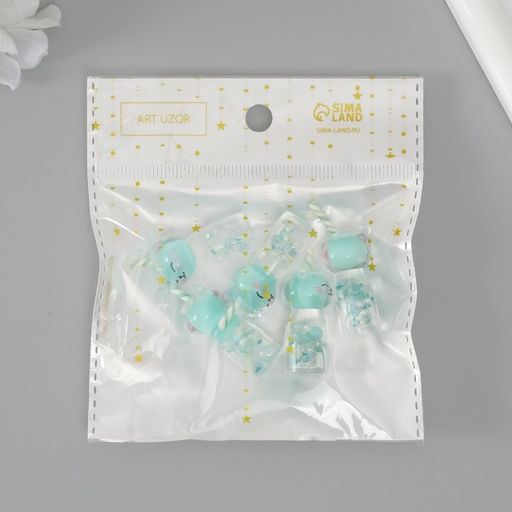 Цена за 5 шт. Подвеска для творчества акрил «Коктейль. Мята-кошка», светится в темноте, 3.4×1.8×1.8 см