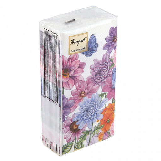 Салфетки бумажные "Bouquet Original de Luxe" 33х33см, 2-х слойные, 20 штук в упаковке, 100% целлюлоза, "Чудесный букет" (Россия)