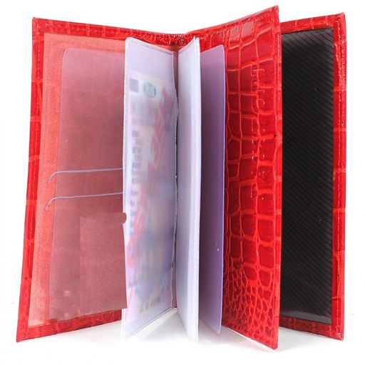 Обложка для авто+паспорт-Croco-ВП-102 натуральная кожа красный крокодил (203) 202332  фото 3
