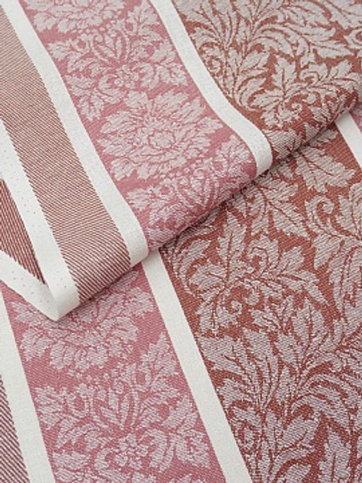 Холст полотенечный жаккард Венеция цв.терракотовый/розовый, ш.0.5м, лен-30%, хл-70%, 210гр/кв.м