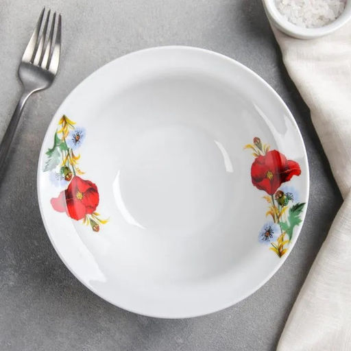 Ф_Миска 550мм ф653 Идиллия "Маки красные" арт. ДБ_4С0329/1 /ДОБРУШСКИЙ