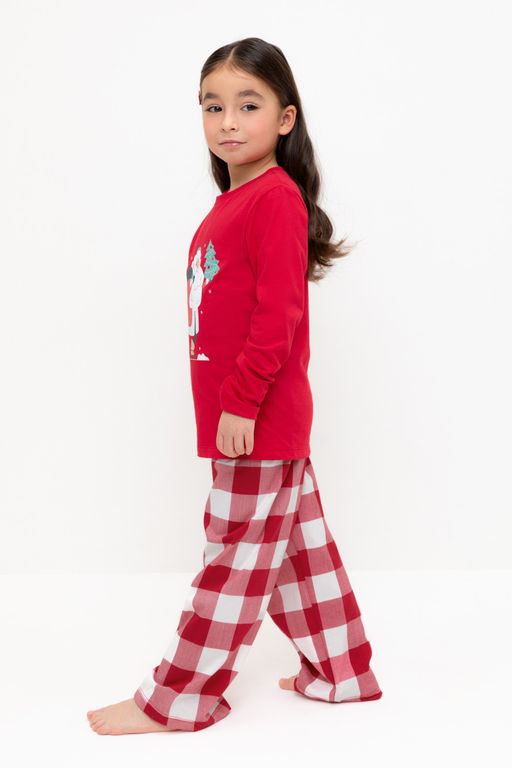 Crockid _ К 1619/насыщенно-красный,клетка виши пижама дет