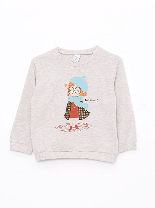 Bisiklet Yaka Uzun Kollu Bask?l? K?z Bebek Sweatshirt 2li - Waikiki фото 2