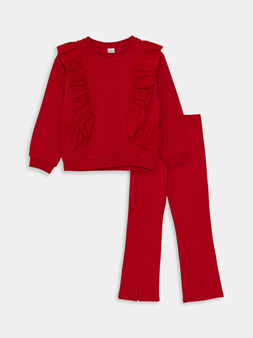 Bisiklet Yaka Uzun Kollu K?z ?ocuk Sweatshirt ve Pantolon - Waikiki фото 2