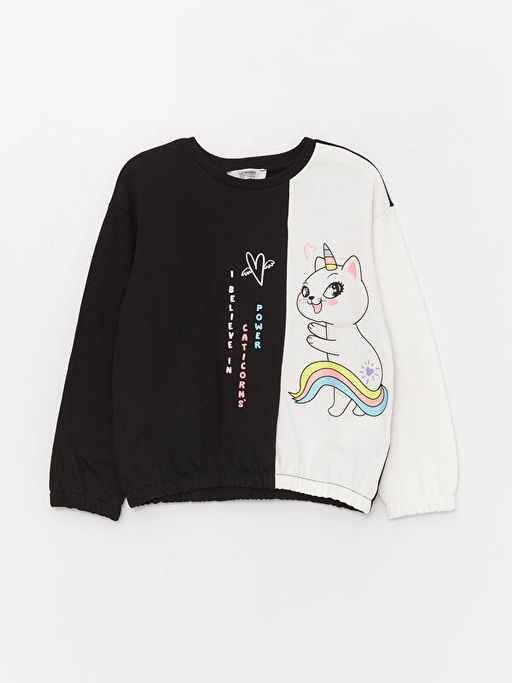 Bisiklet Yaka Bask?l? Uzun Kollu K?z ?ocuk Sweatshirt ve Tayt - Waikiki фото 2