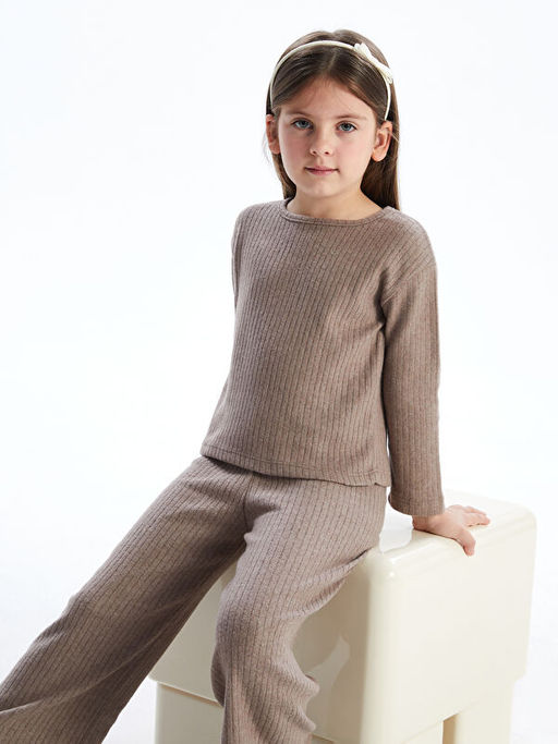 Bisiklet Yaka Basic K?z ?ocuk Ti??rt ve Pantolon 2li