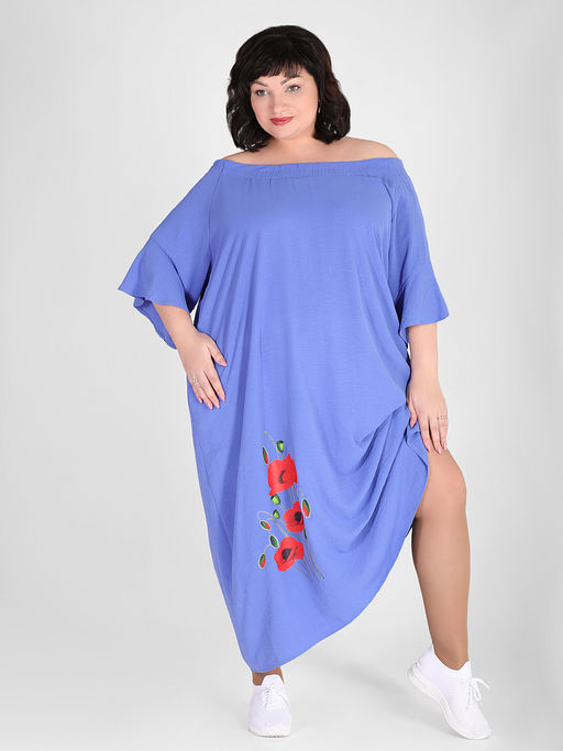 Платье женское свободное летнее длинное синего цвета - Almond фото 2