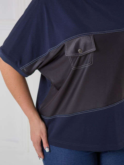 Блузка 1471 из вискозной ткани со вставкой из экокожи - Novita фото 9