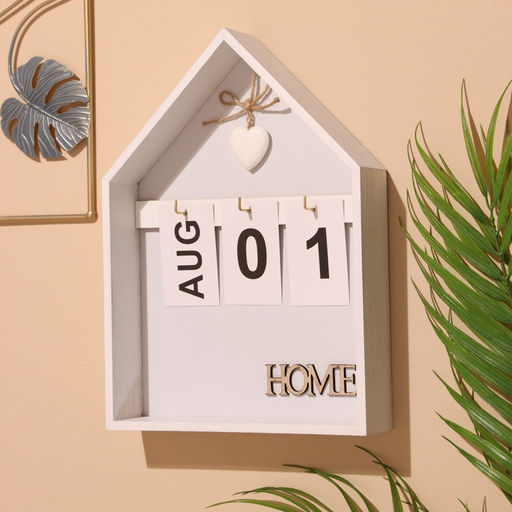Сувенир вечный календарь подвесной HOME, 52028 см, дерево, белый - Simaland фото 2