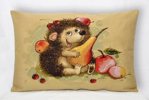 Веселый ёжик Фрукты- гобеленовая наволочка 45х45 см - Гобеленглавснаб фото 2