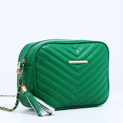Сумка женская кросс-боди на молнии, 20×7×15 см, зелёная