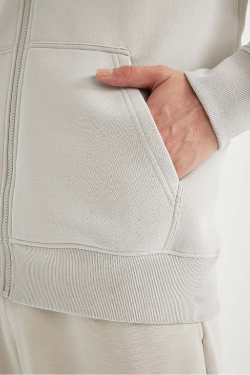 Кардиган-толстовка с капюшоном и мягкой подкладкой стандартного кроя - Defacto фото 7