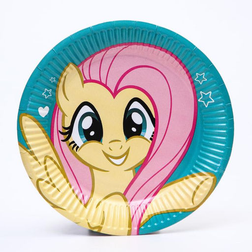Цена за 10 шт. Тарелка одноразовая бумажная «С Днем Рождения!», 18 см, My Little Pony