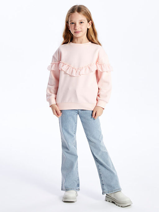 Bisiklet Yaka F?rf?r Detayl? Uzun Kollu K?z ?ocuk Sweatshirt - Waikiki фото 2