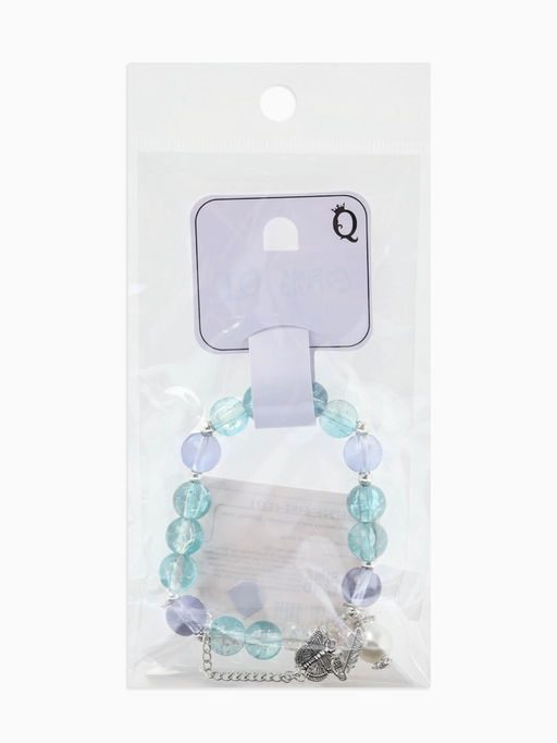 Браслет с подвесками "Сахарный" бабочка, перо. шар № 10/8, цвет голубо-фиолетовый в серебре   109679