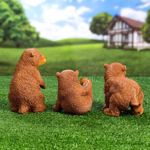 Садовая фигура из полистоуна «Мишки бурые», 42×18×24 см, набор 3 шт.