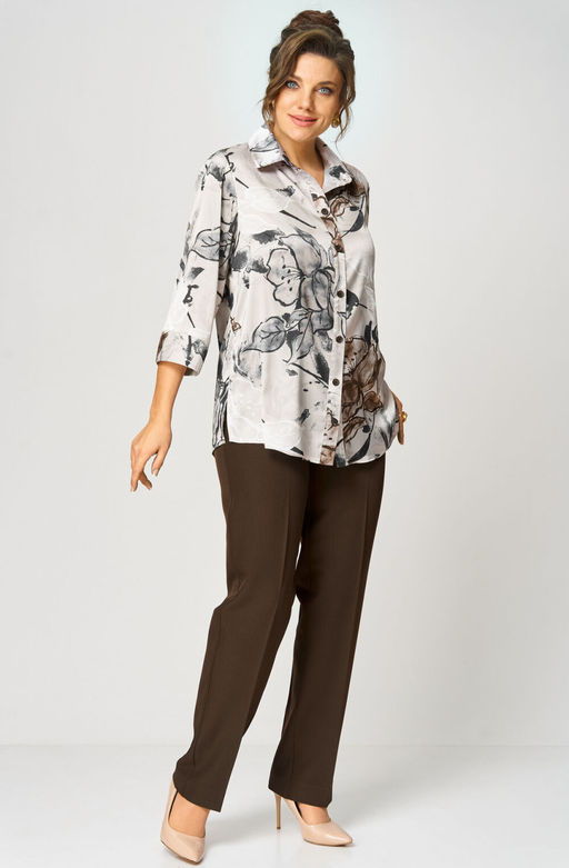 Блуза БелЭльСтиль 877 бежево-коричневый фото 2