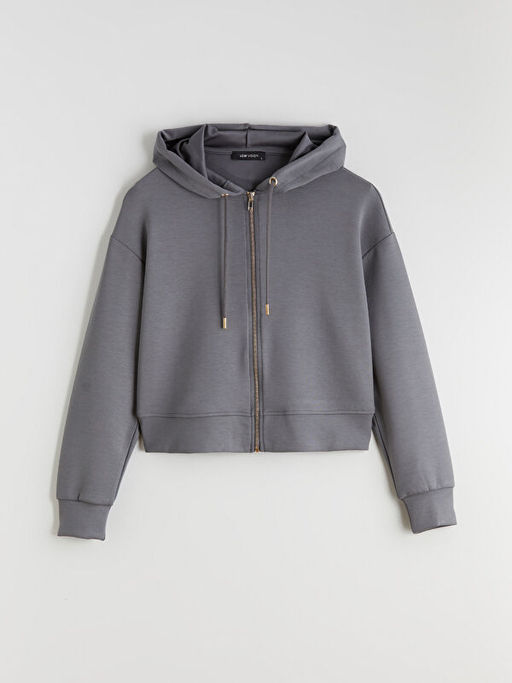 Kap??onlu Kad?n Fermuarl? Sweatshirt