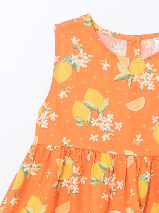 Bisiklet Yaka ?i?ekli K?z Bebek Elbise