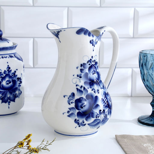 Кувшин фарфор «Аннушка», 1.5 л, 20.5 см, гжель