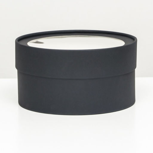 Подарочная коробка круглая Black, чёрная, завальцованная с окном, 21?11 см - UPAK LAND фото 2