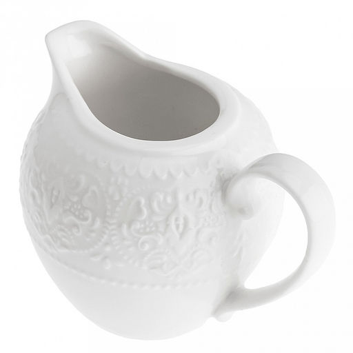 Русь Сливочник (молочник) фарфоровый 180мл, д7,5см h7,7см, белый, рельефный декор (Китай) - Домашняя мода фото 4