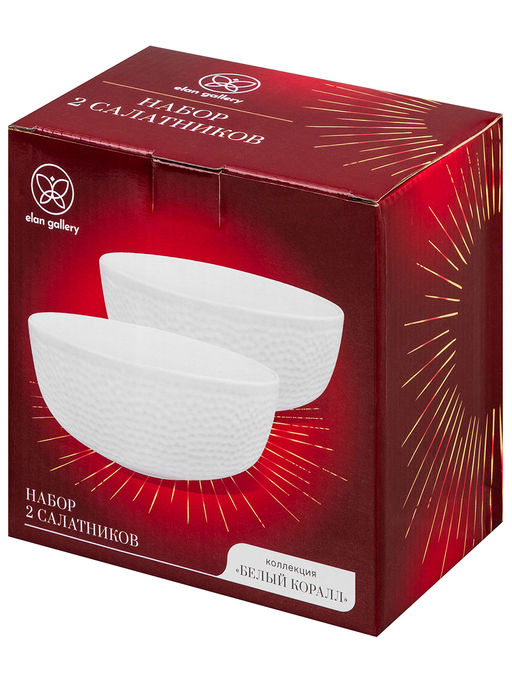 Набор салатников круглых 2 пр. 850 мл 16*16*7 см Белый коралл, фарфор - Elan gallery фото 4