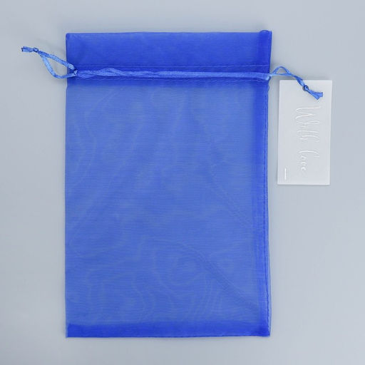 Цена за 10 шт. Мешочек подарочный органза синий С любовью, с шильдиком, 16 х 24 см +/- 1.5 см - Дарите счастье фото 6