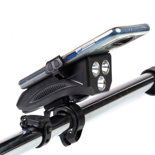 Фонарь передний COMIRON HOLDER ABS, IPX5; 3*T6 LED, 400lm 4800mAh USB индикатор заряда POWER BANK сигнал 130Дб крепление смартфона чёрный /уп 20/80/ - Галеонтрейд фото 20