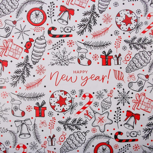 Цена за 10 шт. Бумага упаковочная глянцевая Happy new year, 70 100 см - Дарите счастье фото 8