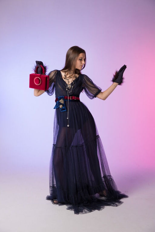 Перчатки с разноцветным мехом