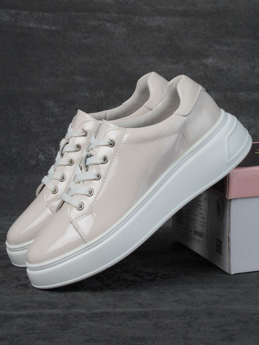 05-PDD215-1 BEIGE Кроссовки женские (натуральная кожа) - Фабричный китай фото 16