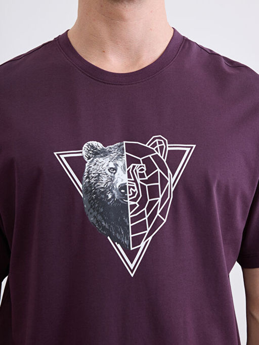 Bisiklet Yaka Bask?l? Erkek Ti??rt