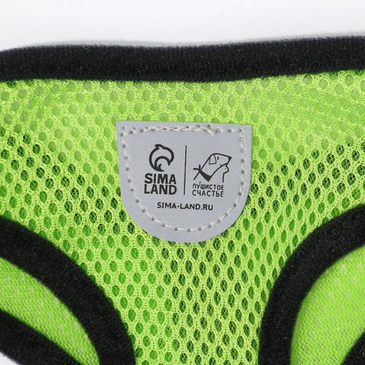 Шлейка дышащая с поводком и светоотражающей нашивкой, S, ОШ 27, ОГ 30-38,зеленая - Пушистое счастье фото 4