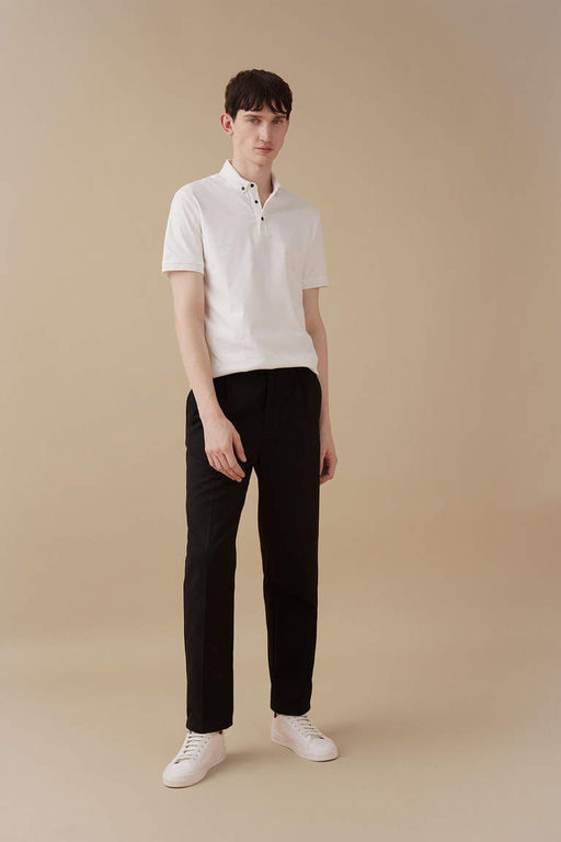 Базовая футболка-поло приталенного кроя с короткими рукавами - Defacto фото 2