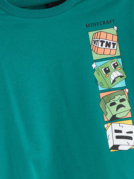 Bisiklet Yaka Minecraft Bask?l? Erkek ?ocuk Ti??rt