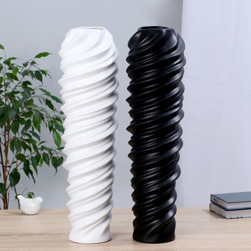 Ваза напольная «Алан», 9×58 см, керамика, МИКС (белый, чёрный)